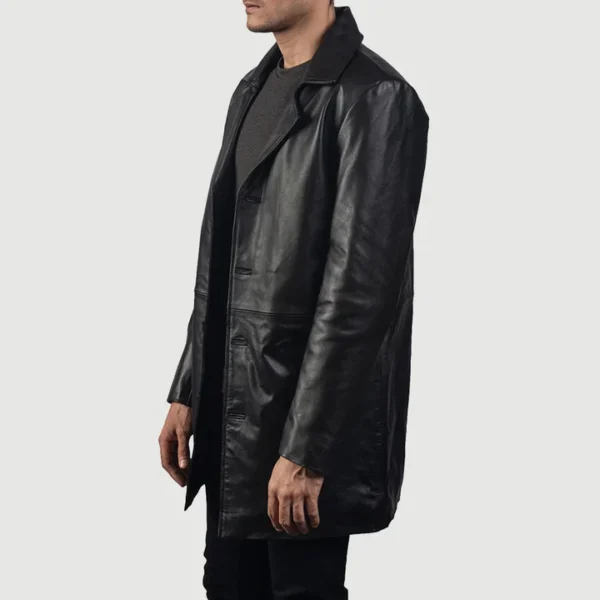 UB FASHION CLASSMITH BLACK LEATHER COAT