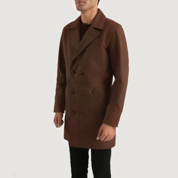 UB FASHION HALF LIFE BROWN LEATHER COAT