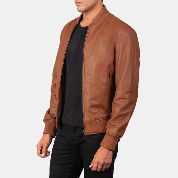 UB FASHION SHANE BROWN LEATHER BOMBER JACKET