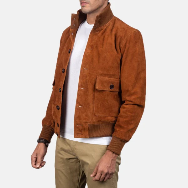 UB FASHION EATON BROWN SUEDE BOMBER JACKET