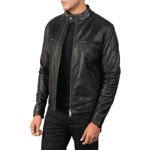 UB FASHION GATSBY BLACK LEATHER BIKER JACKET