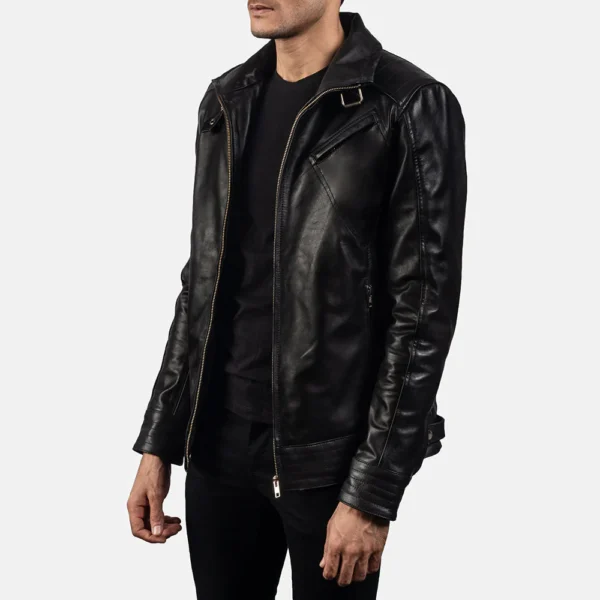 UB FASHION LEGACY BLACK LEATHER BIKER JACKET