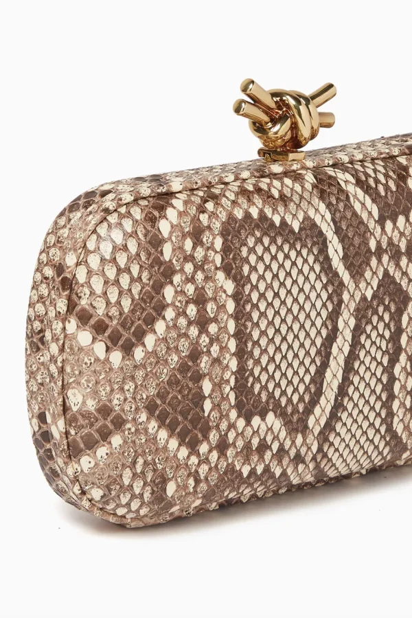 UB FASHION Bottega Veneta Knot Minaudière Clutch in Python Leather