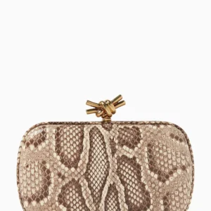 UB FASHION Bottega Veneta Knot Minaudière Clutch in Python Leather