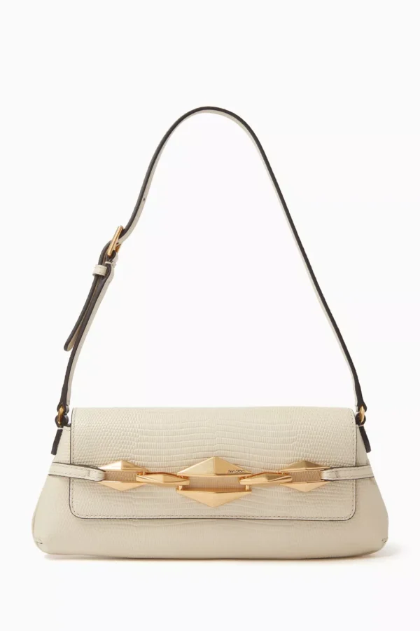 UB FASHION JIMMY CHOO Small Diamond Shoulder East-West Bag in Leather