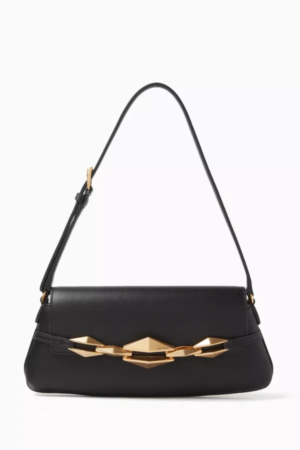 UB FASHION JIMMY CHOO Small Diamond Shoulder East-West Bag in Leather