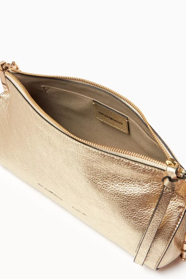 UB FASHION Emporio Armani Logo Chain Shoulder Bag in Metallic Leather