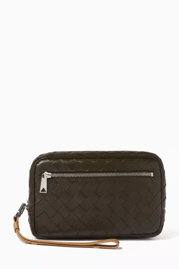 UB FASHION BOTTEGA VENETA Small Wristlet Pouch in Intrecciato Leather