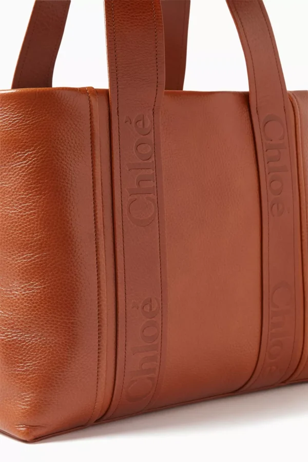 UB FASHION Chloé Woody Tote Bag in Calfskin Leather