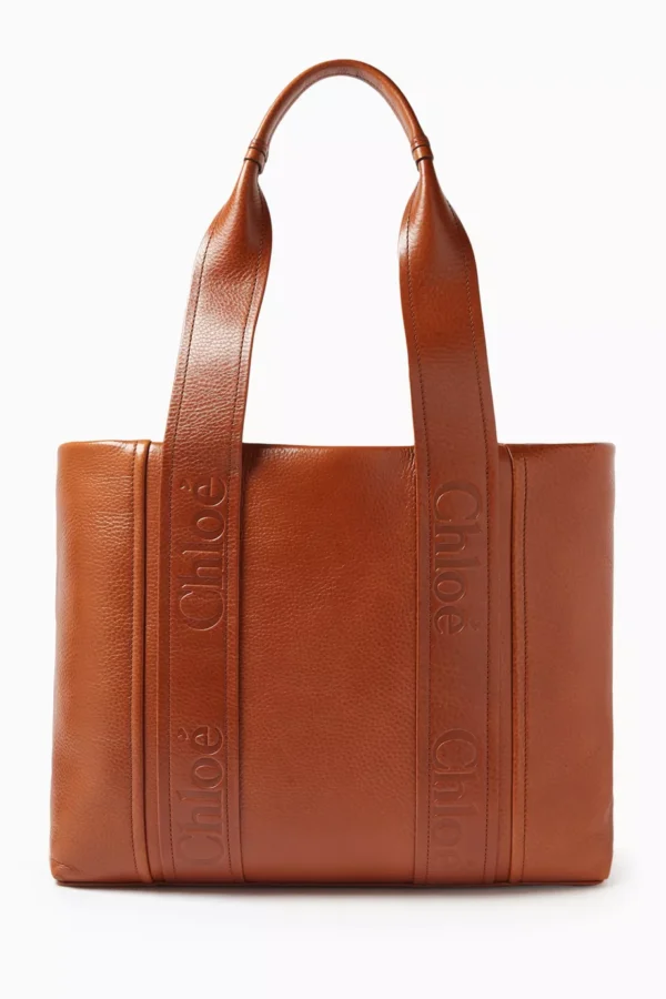 UB FASHION Chloé Woody Tote Bag in Calfskin Leather