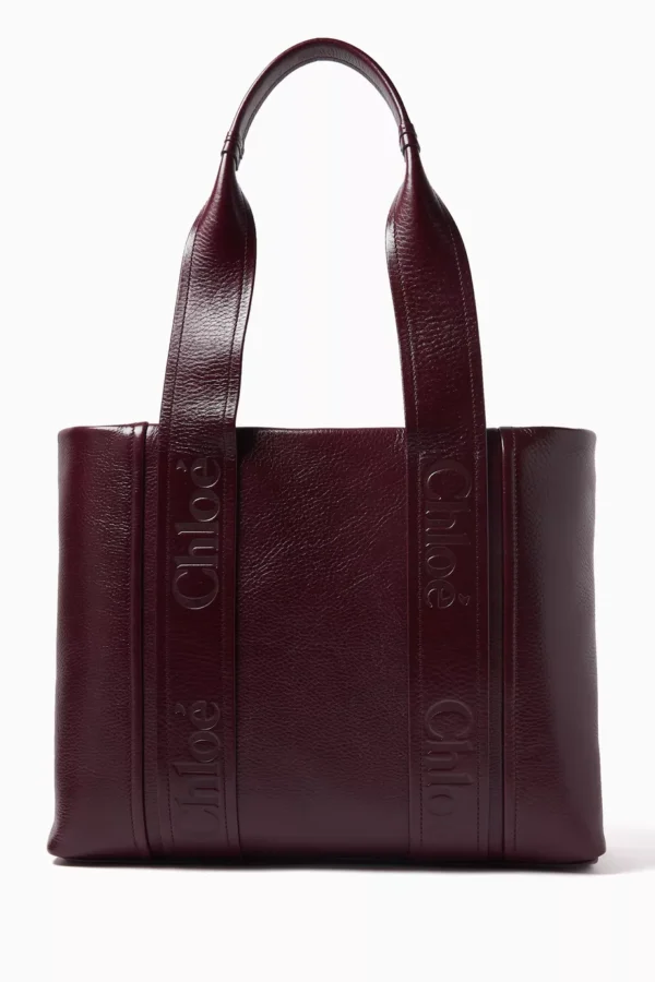 UB FASHION Chloé Woody Tote Bag in Calfskin Leather