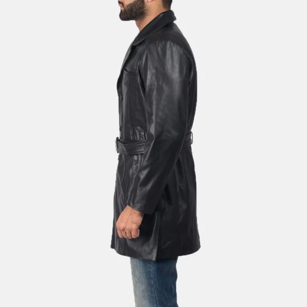 UB FASHION JORDAN BLACK LEATHER COAT