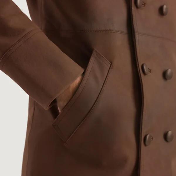 UB FASHION HALF LIFE BROWN LEATHER COAT