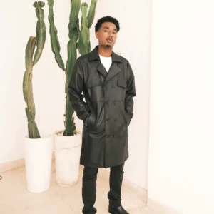 UB Fashion Premium Leather Trench Coat for Men