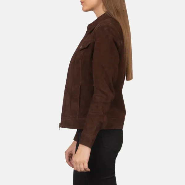 UB FASHION SUZY BROWN SUEDE TRUCKER JACKET