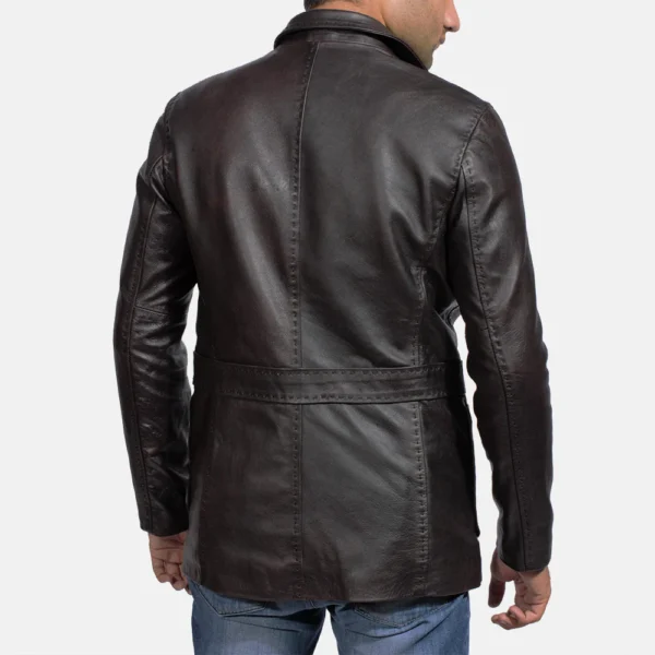 UB FASHION WINE BLACK LEATHER BLAZER