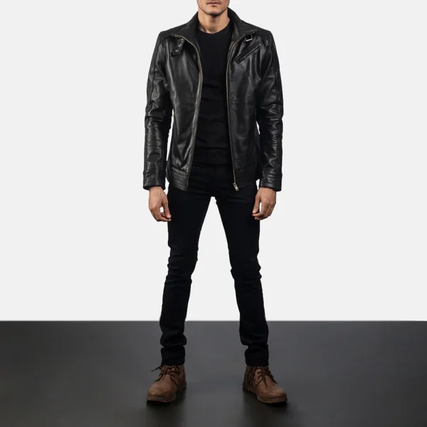 UB FASHION LEGACY BLACK LEATHER BIKER JACKET