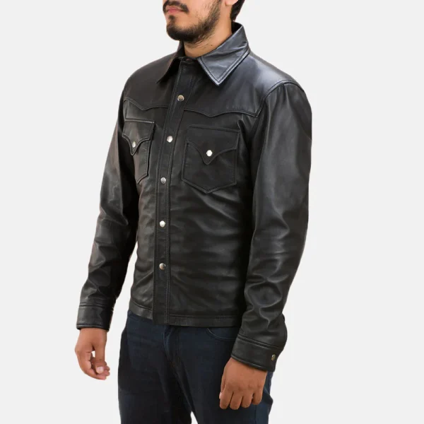 UB FASHION RANCHSON BLACK LEATHER SHIRT