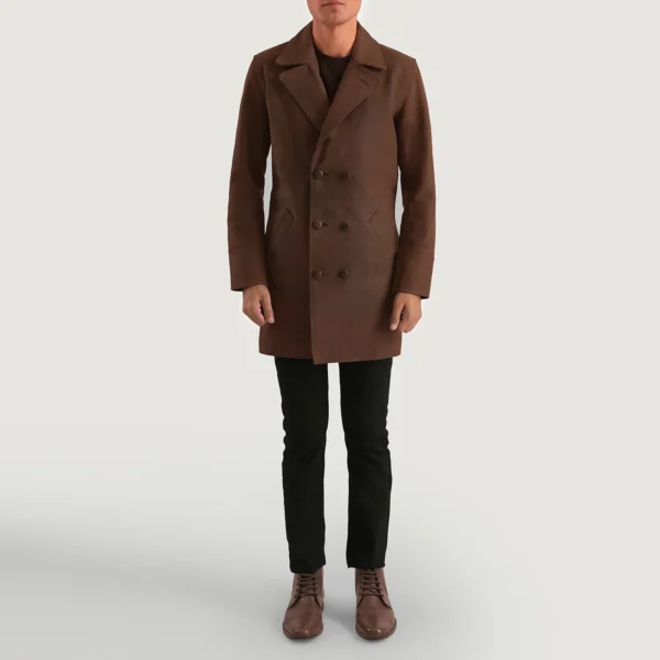 UB FASHION HALF LIFE BROWN LEATHER COAT