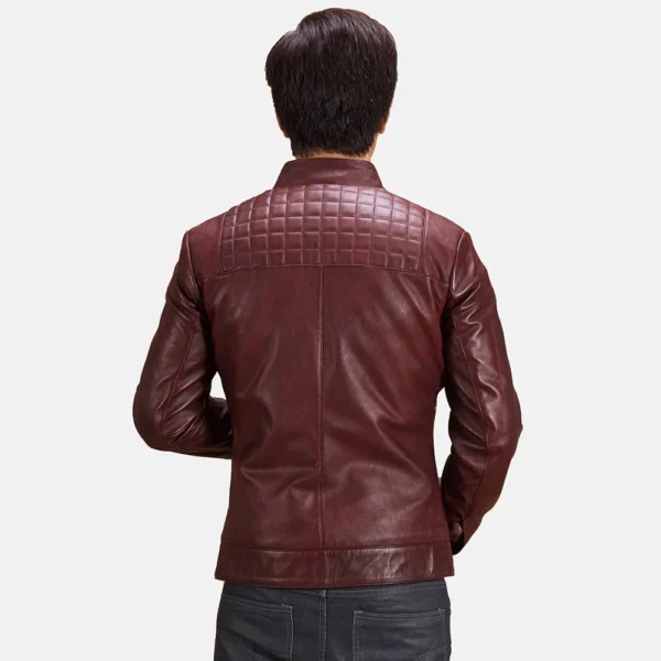 UB FASHION BURGUNN DEE MAROON LEATHER BIKER JACKET