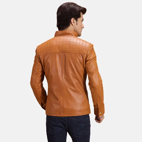 UB FASHION VOLTEX TAN LEATHER BIKER JACKET