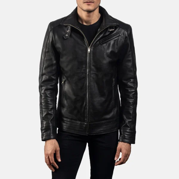 UB FASHION LEGACY BLACK LEATHER BIKER JACKET