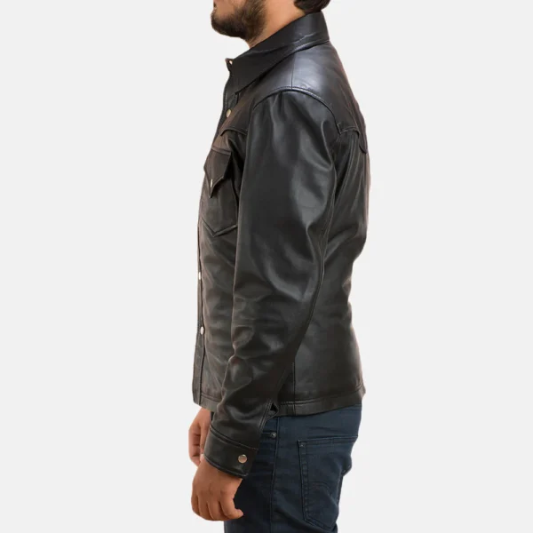 UB FASHION RANCHSON BLACK LEATHER SHIRT