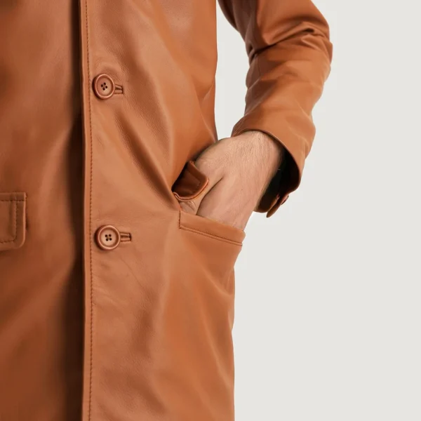 UB FASHION RAY CUTLER TAN BROWN LEATHER BLAZER