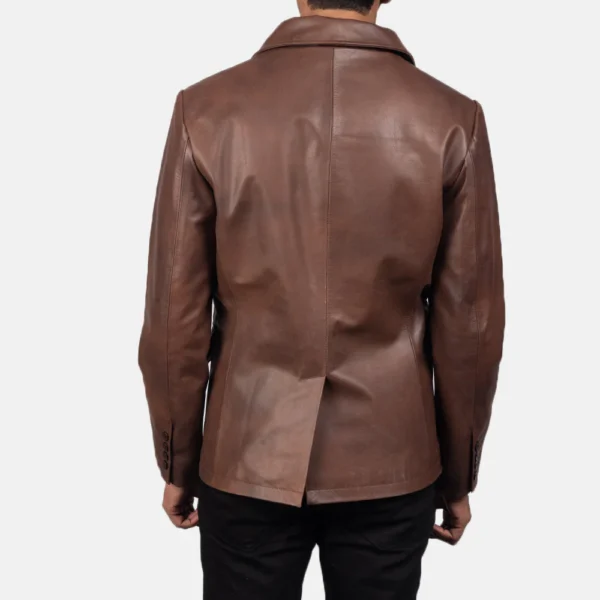 UB FASHION MR. BAILEY BROWN LEATHER NAVAL PEACOAT