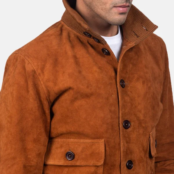 UB FASHION EATON BROWN SUEDE BOMBER JACKET