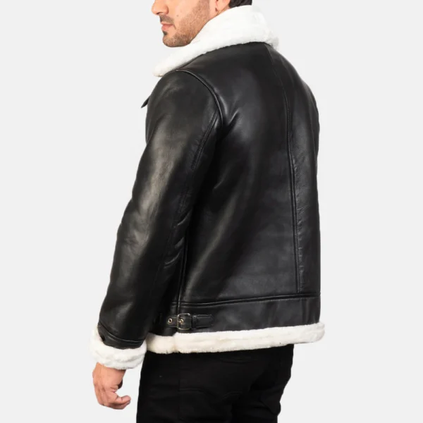 UB FASHION FRANCIS B-3 BLACK & WHITE LEATHER BOMBER JACKET