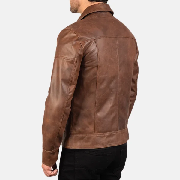 UB FASHION LAVENDARD BROWN LEATHER BIKER JACKET