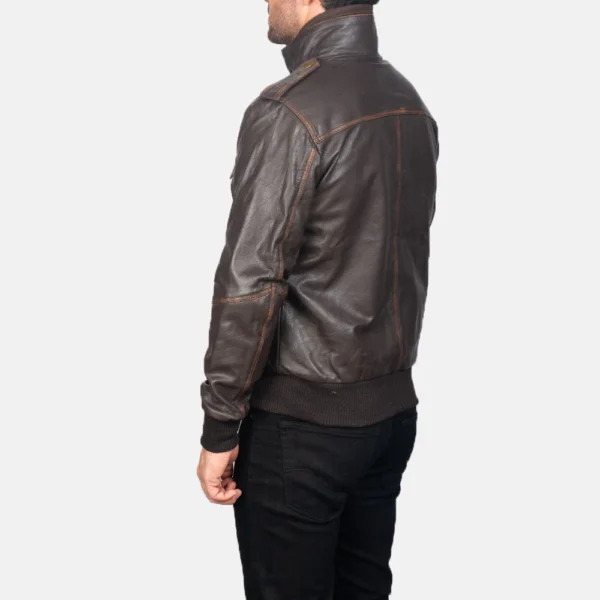 UB FASHION GLEN STREET BROWN LEATHER BOMBER JACKET