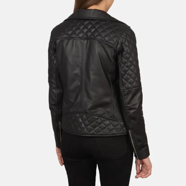 UB FASHION CAROLYN QUILTED BLACK BIKER JACKET