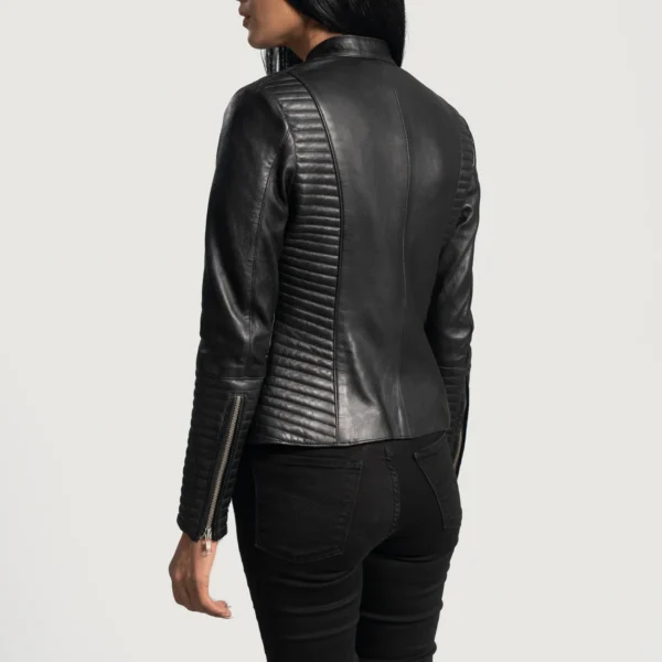 UB FASHION HALEY RAY BLACK LEATHER BIKER JACKET