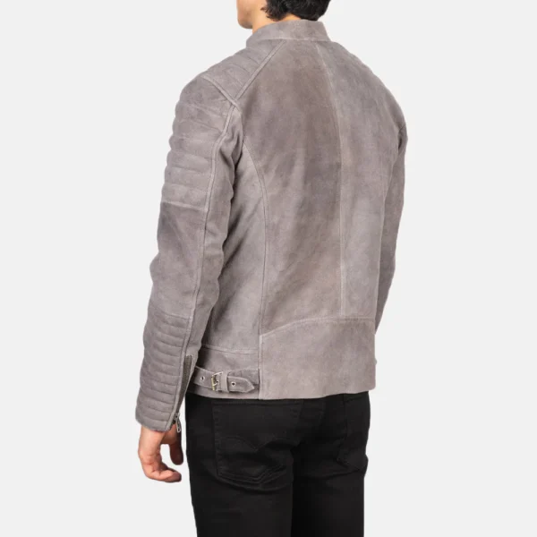 UB FASHION DAMIAN GREY SUEDE BIKER JACKET