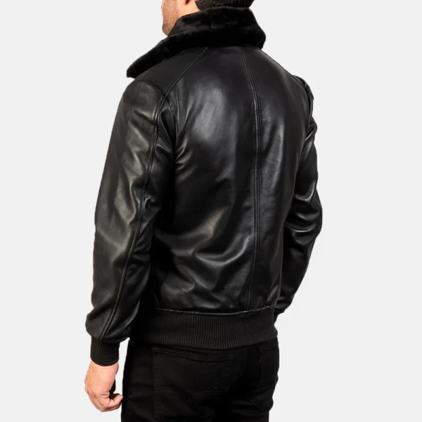 UB FASHION AIRIN G-1 BLACK LEATHER BOMBER JACKET