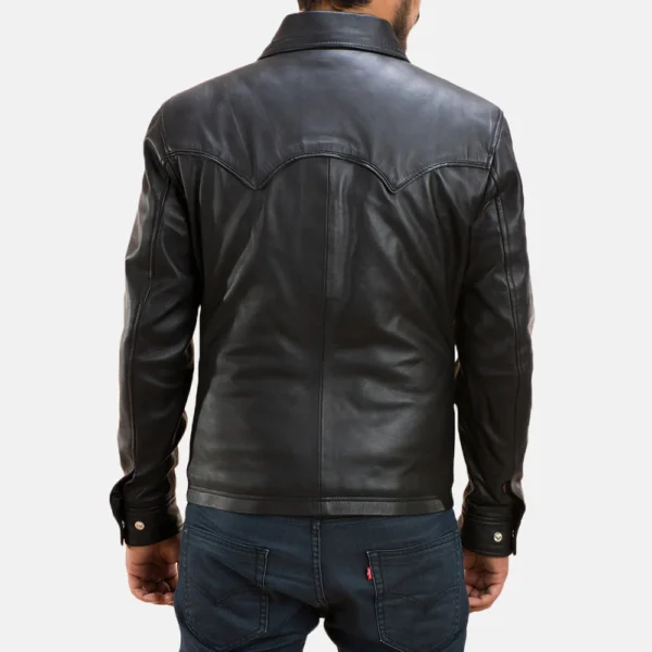 UB FASHION RANCHSON BLACK LEATHER SHIRT