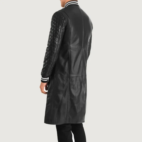 UB FASHION WILDE BLACK LEATHER VARSITY COAT