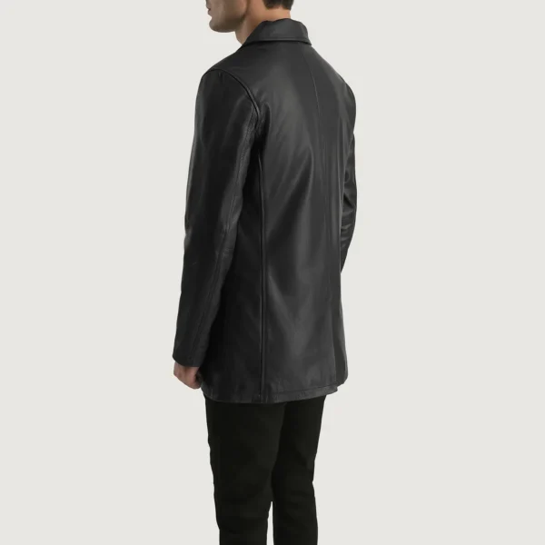 UB FASHION URBAN SLATE BLACK LEATHER COAT