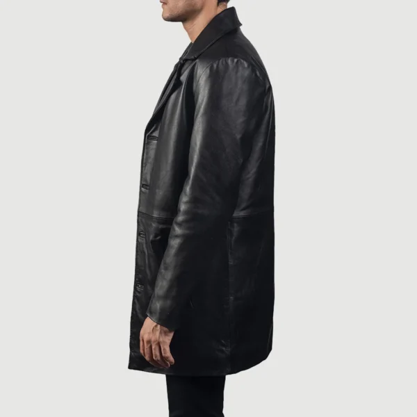 UB FASHION CLASSMITH BLACK LEATHER COAT