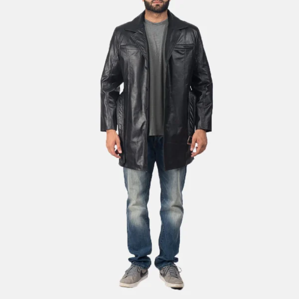 UB FASHION JORDAN BLACK LEATHER COAT