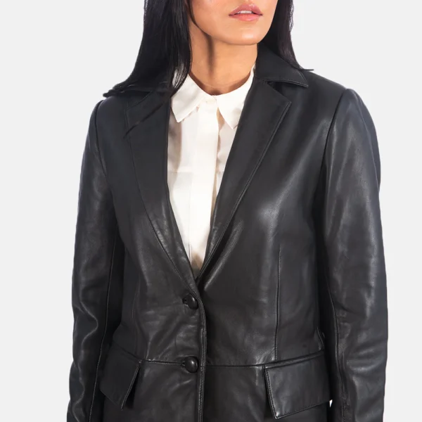 UB FASHION MARILYN BLACK LEATHER BLAZER