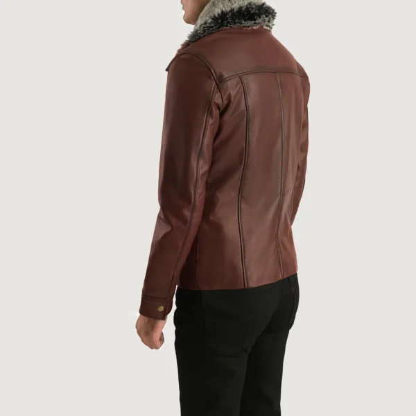 UB FASHION EVAN HART FUR BROWN LEATHER JACKET