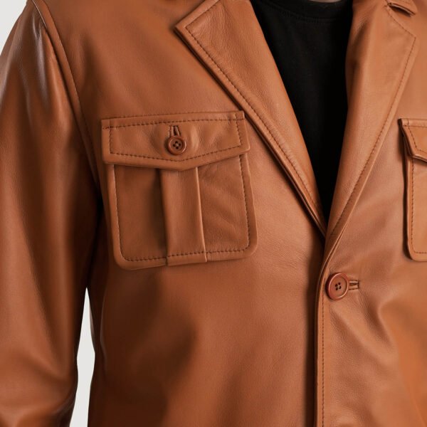 UB FASHION RAY CUTLER TAN BROWN LEATHER BLAZER