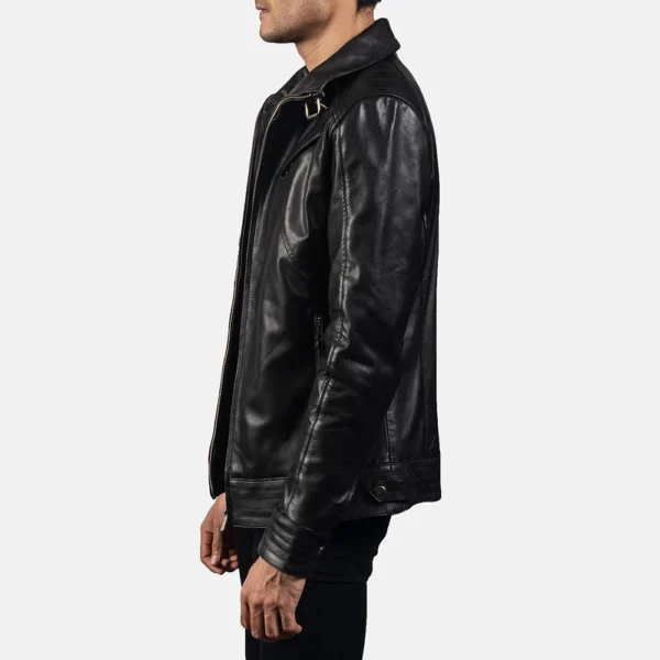 UB FASHION LEGACY BLACK LEATHER BIKER JACKET