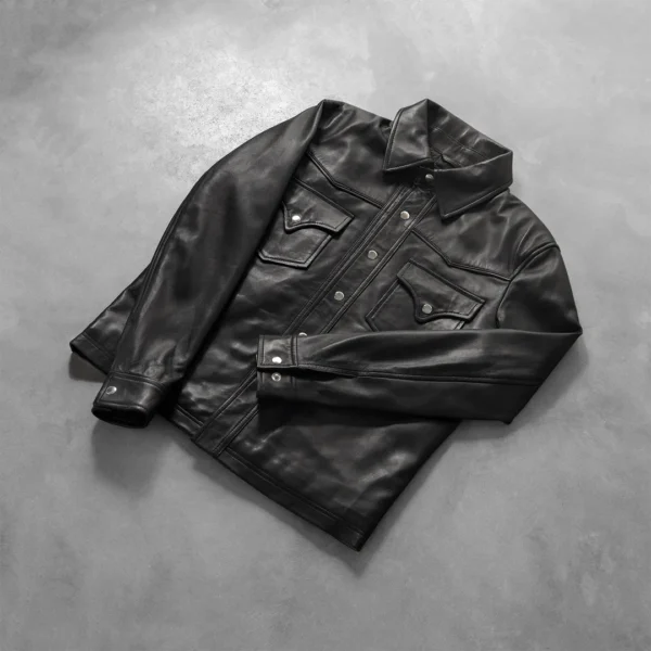 UB FASHION RANCHSON BLACK LEATHER SHIRT