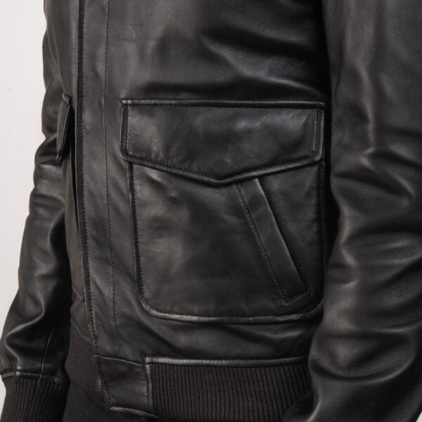 UB FASHION COFFMEN BLACK A2 LEATHER BOMBER JACKET