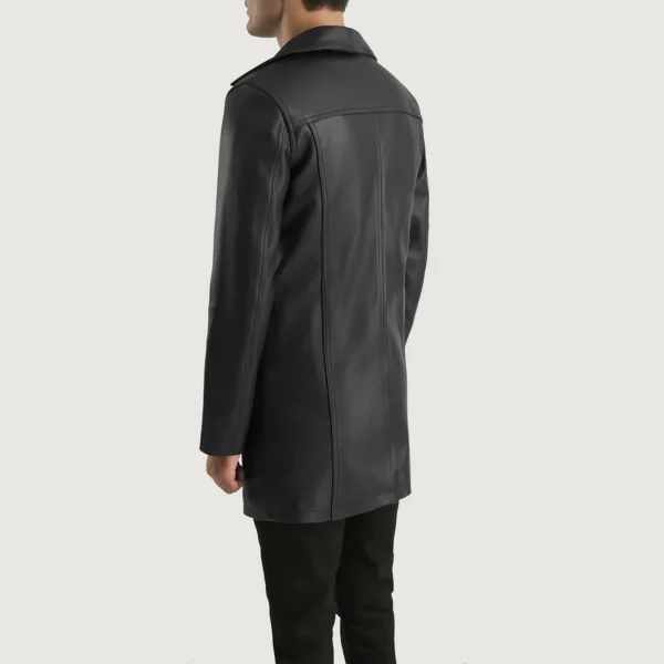 UB FASHION BRAWNTON BLACK LEATHER COAT