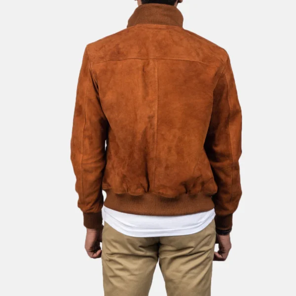 UB FASHION EATON BROWN SUEDE BOMBER JACKET